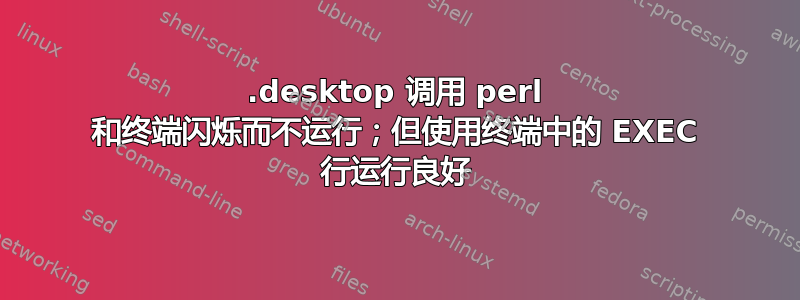 .desktop 调用 perl 和终端闪烁而不运行；但使用终端中的 EXEC 行运行良好