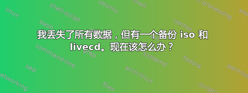 我丢失了所有数据，但有一个备份 iso 和 livecd。现在该怎么办？