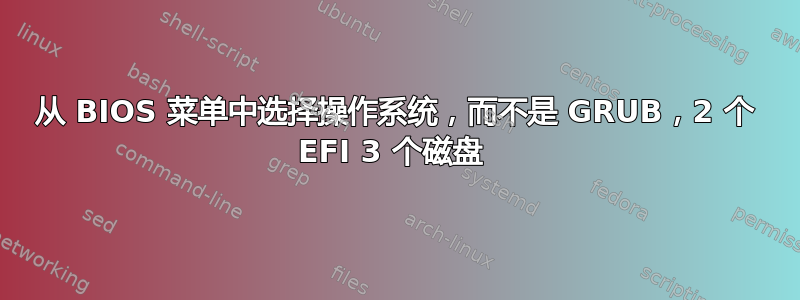 从 BIOS 菜单中选择操作系统，而不是 GRUB，2 个 EFI 3 个磁盘 