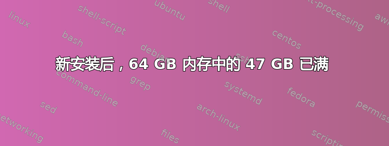 新安装后，64 GB 内存中的 47 GB 已满