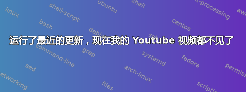 运行了最近的更新，现在我的 Youtube 视频都不见了