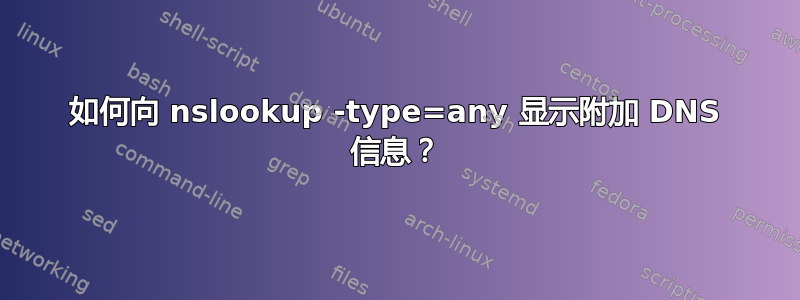 如何向 nslookup -type=any 显示附加 DNS 信息？