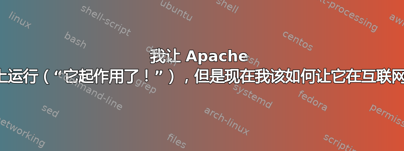 我让 Apache 在本地主机上运行（“它起作用了！”），但是现在我该如何让它在互联网上运行呢？