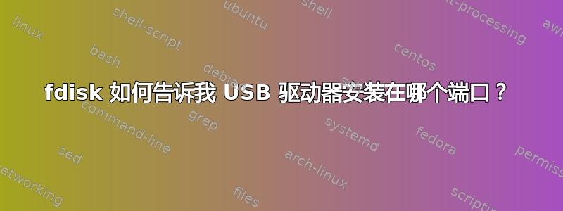 fdisk 如何告诉我 USB 驱动器安装在哪个端口？