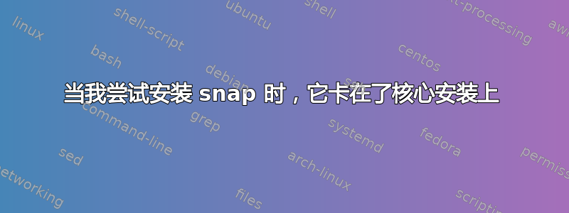 当我尝试安装 snap 时，它卡在了核心安装上