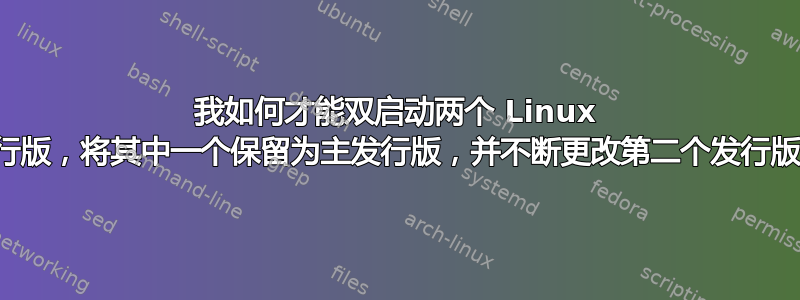 我如何才能双启动两个 Linux 发行版，将其中一个保留为主发行版，并不断更改第二个发行版？