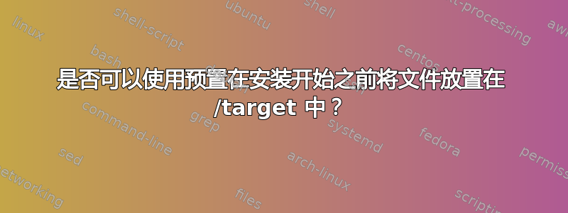 是否可以使用预置在安装开始之前将文件放置在 /target 中？