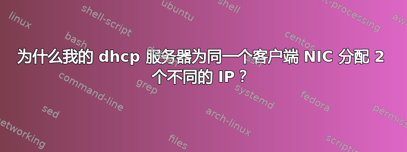 为什么我的 dhcp 服务器为同一个客户端 NIC 分配 2 个不同的 IP？