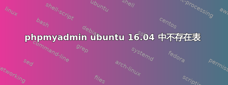 phpmyadmin ubuntu 16.04 中不存在表