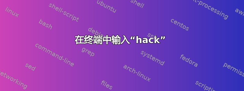 在终端中输入“hack”