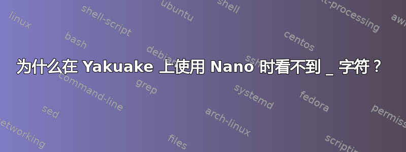 为什么在 Yakuake 上使用 Nano 时看不到 _ 字符？