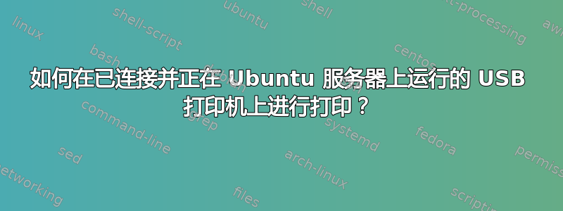 如何在已连接并正在 Ubuntu 服务器上运行的 USB 打印机上进行打印？