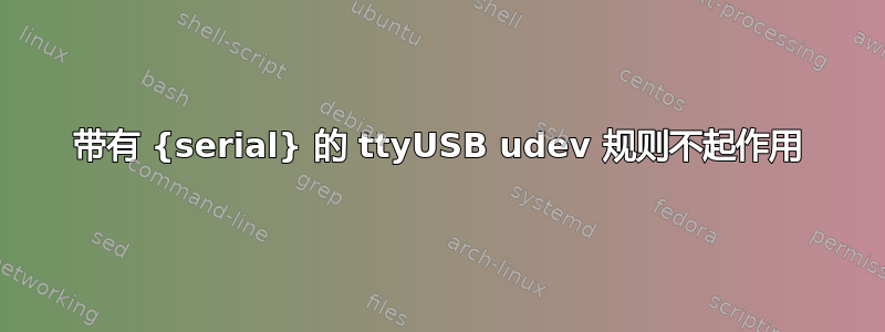 带有 {serial} 的 ttyUSB udev 规则不起作用