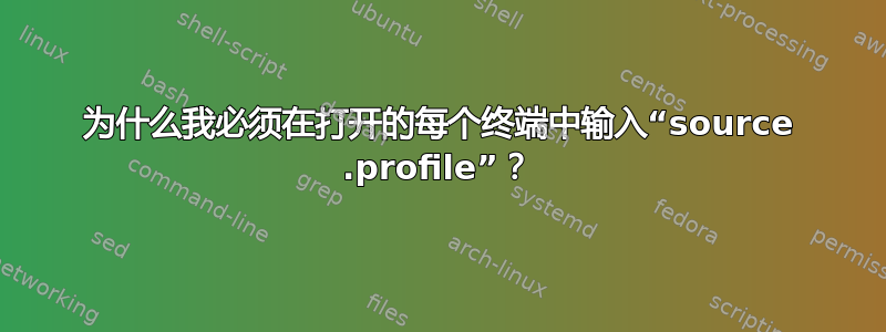 为什么我必须在打开的每个终端中输入“source .profile”？