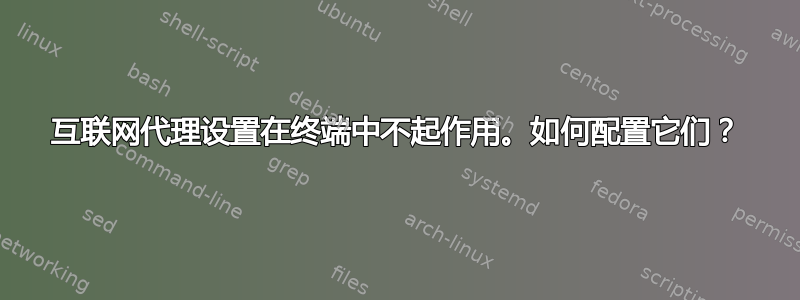 互联网代理设置在终端中不起作用。如何配置它们？