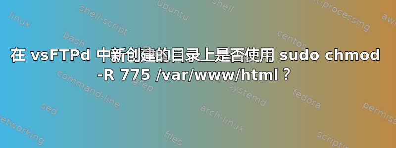 在 vsFTPd 中新创建的目录上是否使用 sudo chmod -R 775 /var/www/html？