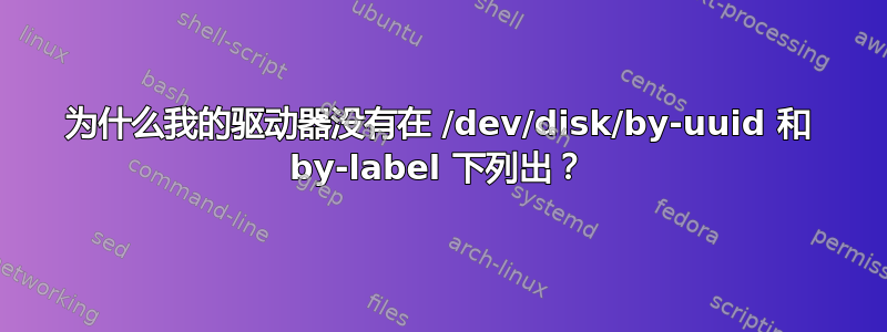 为什么我的驱动器没有在 /dev/disk/by-uuid 和 by-label 下列出？