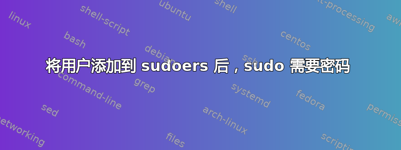 将用户添加到 sudoers 后，sudo 需要密码