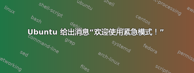 Ubuntu 给出消息“欢迎使用紧急模式！”