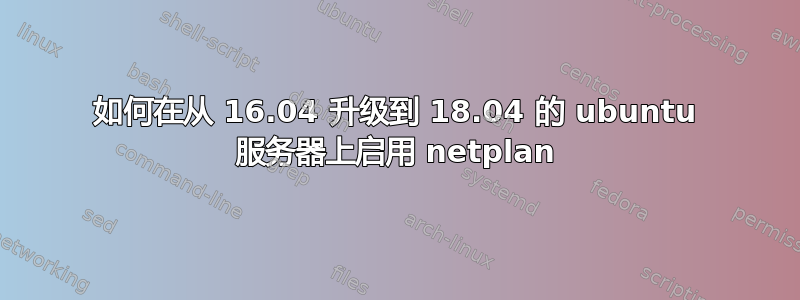 如何在从 16.04 升级到 18.04 的 ubuntu 服务器上启用 netplan