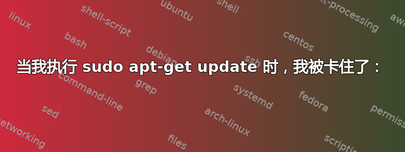 当我执行 sudo apt-get update 时，我被卡住了：