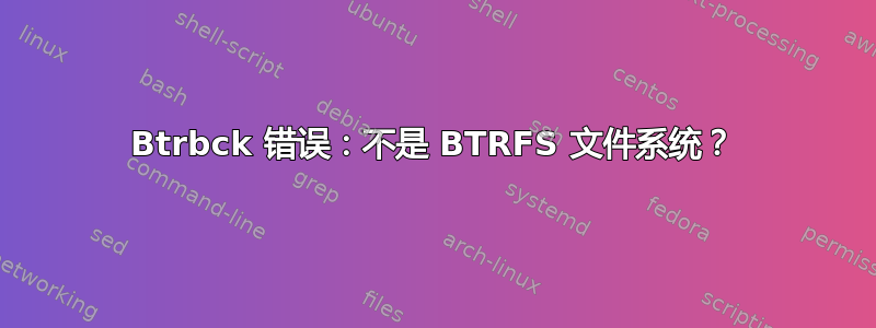 Btrbck 错误：不是 BTRFS 文件系统？