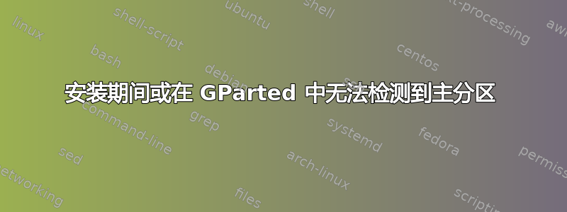 安装期间或在 GParted 中无法检测到主分区