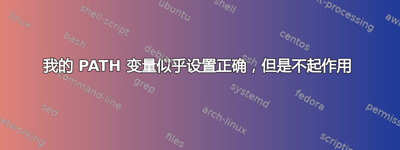 我的 PATH 变量似乎设置正确，但是不起作用