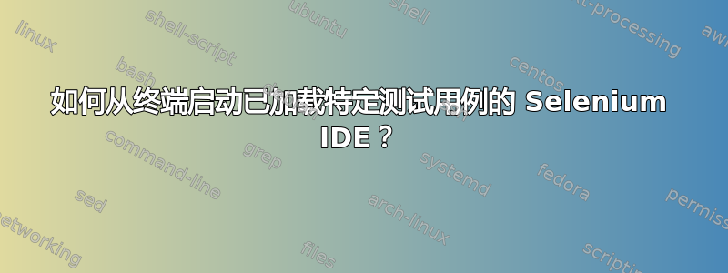 如何从终端启动已加载特定测试用例的 Selenium IDE？