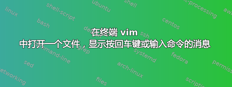 在终端 vim 中打开一个文件，显示按回车键或输入命令的消息