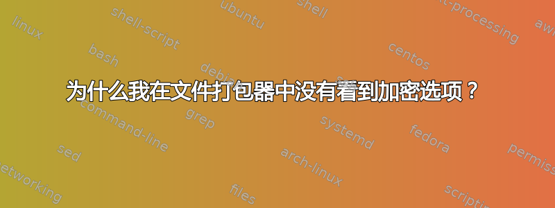 为什么我在文件打包器中没有看到加密选项？