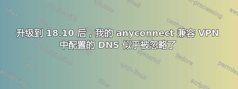 升级到 18.10 后，我的 anyconnect 兼容 VPN 中配置的 DNS 似乎被忽略了