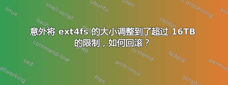 意外将 ext4fs 的大小调整到了超过 16TB 的限制，如何回滚？