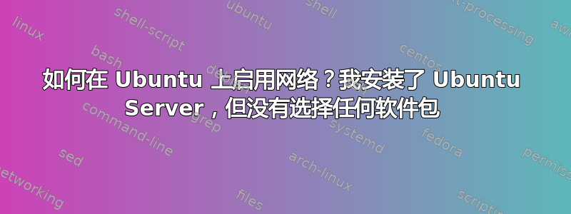 如何在 Ubuntu 上启用网络？我安装了 Ubuntu Server，但没有选择任何软件包