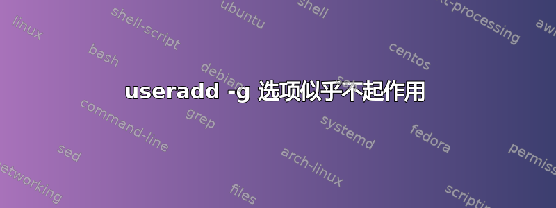 useradd -g 选项似乎不起作用