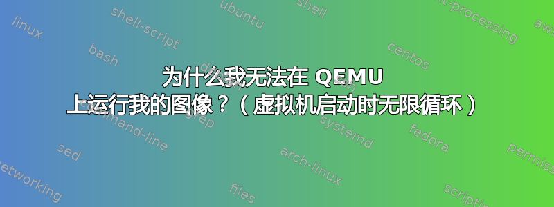 为什么我无法在 QEMU 上运行我的图像？（虚拟机启动时无限循环）