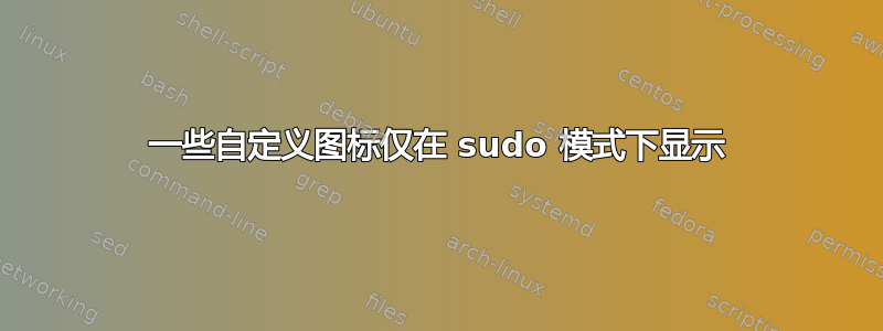 一些自定义图标仅在 sudo 模式下显示