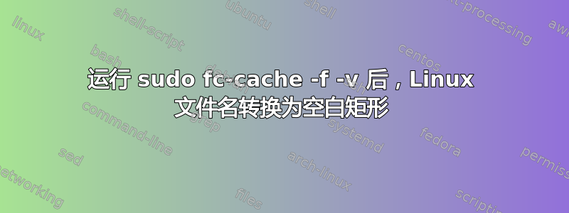 运行 sudo fc-cache -f -v 后，Linux 文件名转换为空白矩形