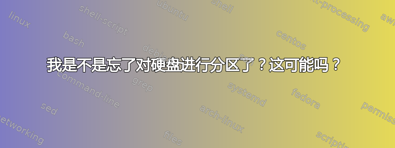 我是不是忘了对硬盘进行分区了？这可能吗？