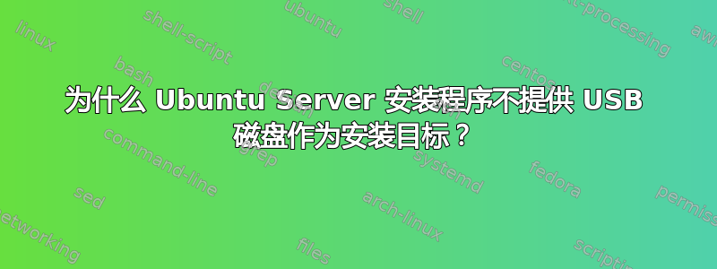 为什么 Ubuntu Server 安装程序不提供 USB 磁盘作为安装目标？