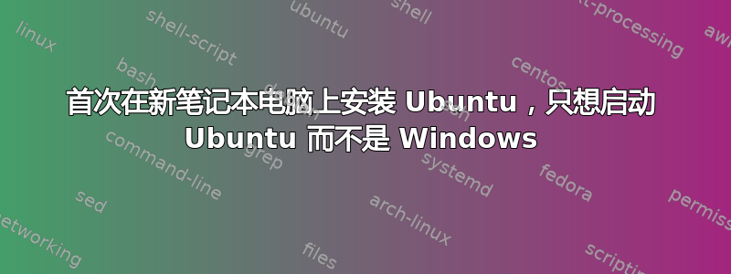 首次在新笔记本电脑上安装 Ubuntu，只想启动 Ubuntu 而不是 Windows