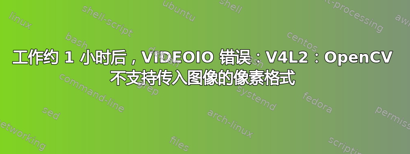 工作约 1 小时后，VIDEOIO 错误：V4L2：OpenCV 不支持传入图像的像素格式