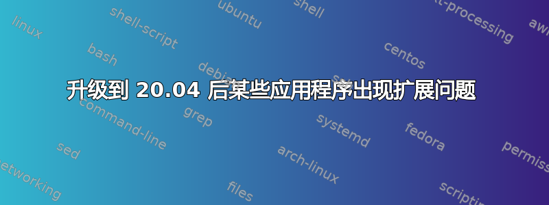 升级到 20.04 后某些应用程序出现扩展问题