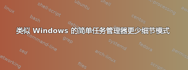 类似 Windows 的简单任务管理器更少细节模式