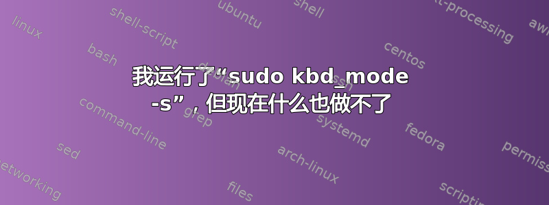 我运行了“sudo kbd_mode -s”，但现在什么也做不了