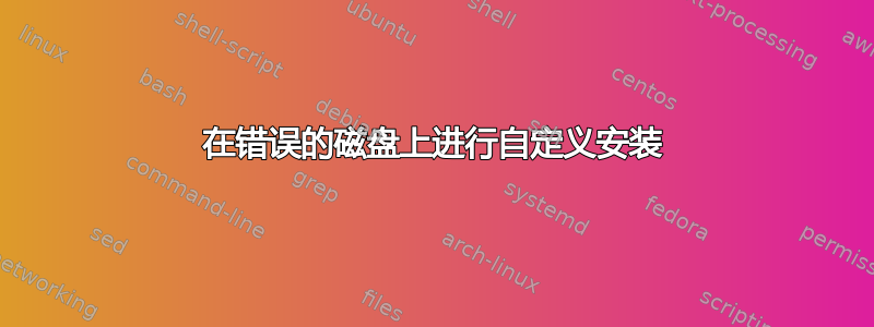 在错误的磁盘上进行自定义安装