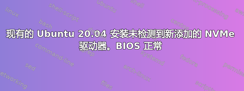 现有的 Ubuntu 20.04 安装未检测到新添加的 NVMe 驱动器。BIOS 正常