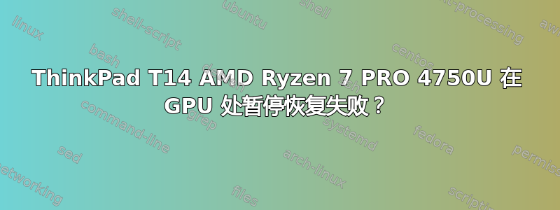 ThinkPad T14 AMD Ryzen 7 PRO 4750U 在 GPU 处暂停恢复失败？