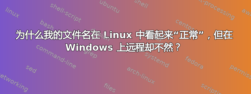 为什么我的文件名在 Linux 中看起来“正常”，但在 Windows 上远程却不然？