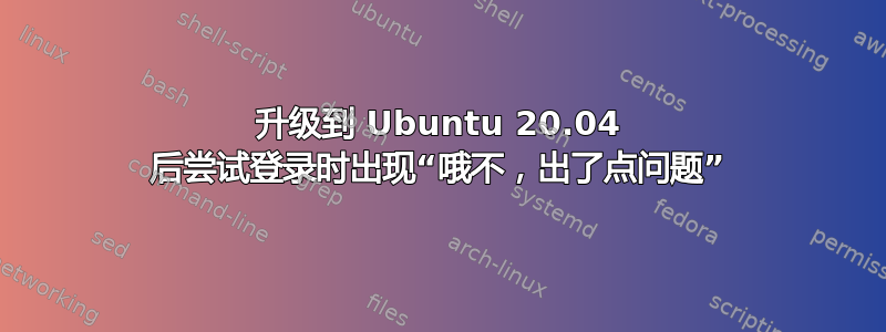 升级到 Ubuntu 20.04 后尝试登录时出现“哦不，出了点问题”